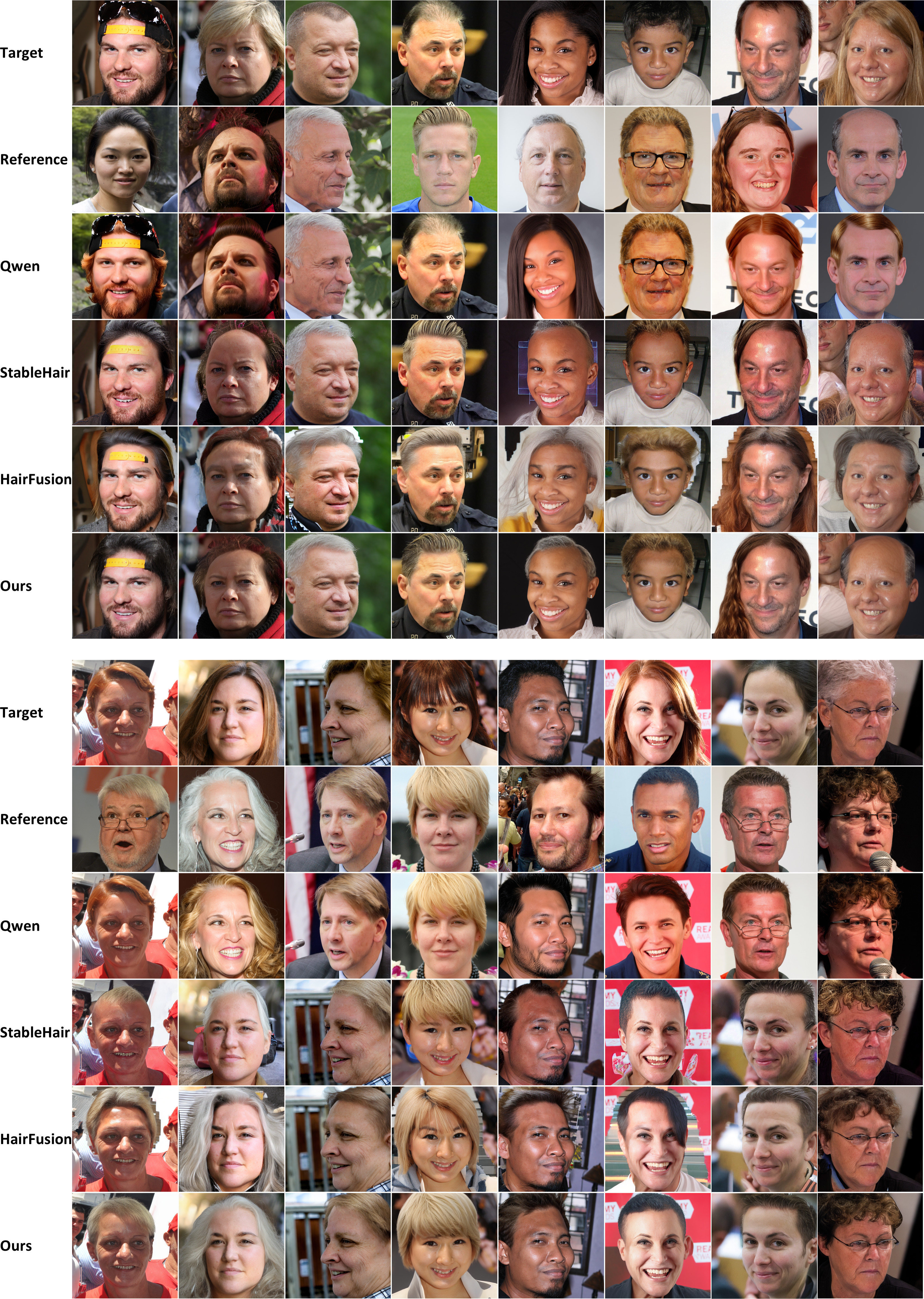 Hair transfer visual comparison